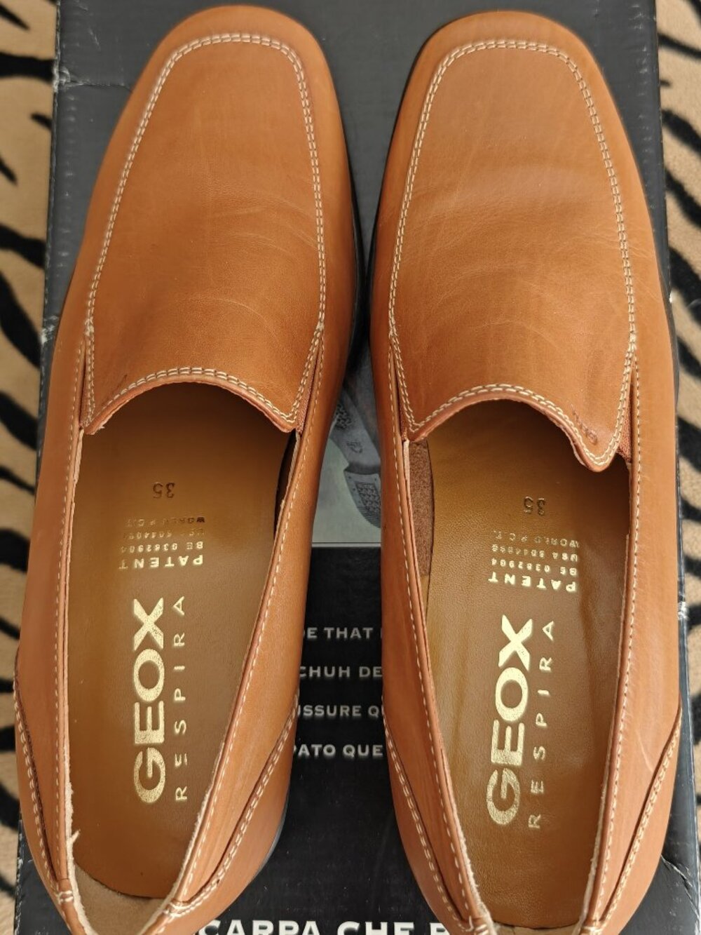 Geox Leather Shoes for Women  Made in Italy - Size EU 35 - Color Cognac